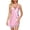 Pink, variant on Women Lingerie Satin Lace Chemise Nightgown Sexy Full Slips Sleepwear Red Small