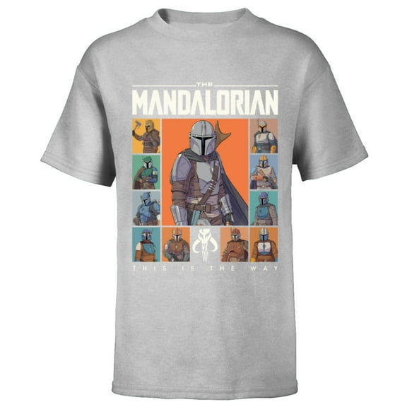Star Wars The Mandalorian Character Grid This Is The Way - Short Sleeve T-Shirt for Kids - Customized-Athletic Heather
