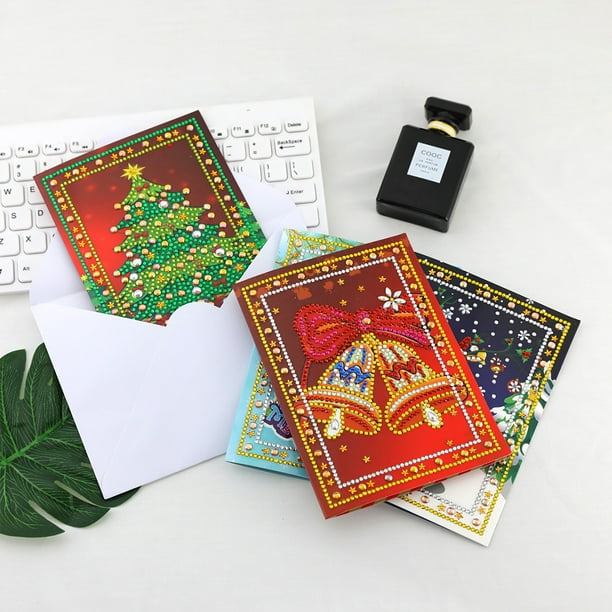 Kit de cartes de voeux de Noël de 4 ensembles Carte de Noël de kit de  peinture de diamant de bricolage mignon 