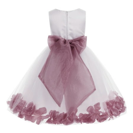 

Ekidsbridal Formal Satin Floral Petals Rose Tulle White Flower Girl Dress Bridesmaid Wedding Pageant Toddler Easter Holiday Recital Communion Birthday Baptism Ceremony Special Occasions 007