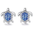 thumbnail image 3 of Pendientes de tortuga marina con diamantes azules en plata de ley 925 Pendientes de playa hawaianos de verano Pendientes hipoalergénicos Lindos pendientes Joyas Cumpleaños Graduación Gif, 3 of 5