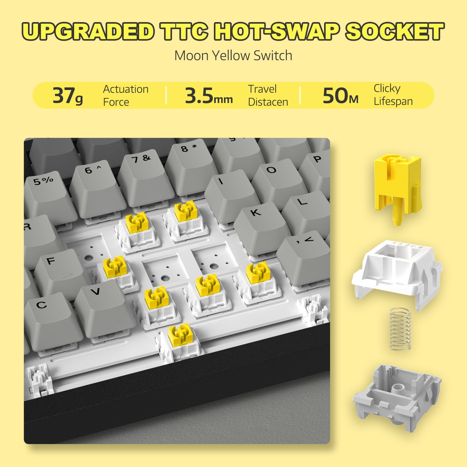 AK820 Mechanical Keyboard with CNC Knob Control,82Keys Gasket Mount Wired Gaming Keyboard,75% ANSI Layout,5 Sound Absorbing Foam,Hot-swappable,White Backlit,for PC,MAC (Grey)