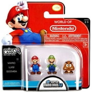 World of Nintendo Micro Land Series 1 Mario, Luigi & Goomba Mini Figure 3-Pack