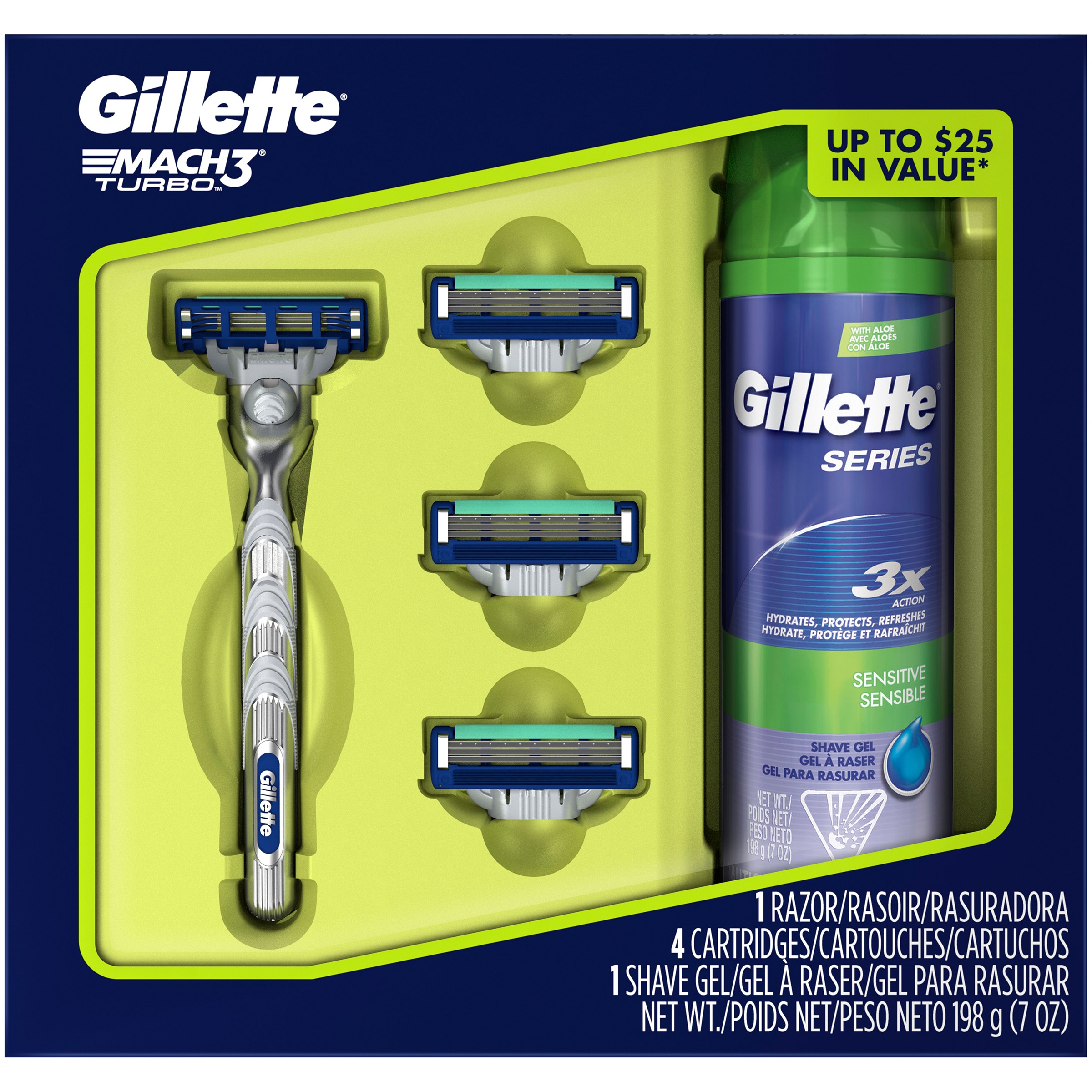 Gillette Mach3 Turbo Razor, Shave Gel and 4 Blade Refills Gift Pack - image 3 of 8