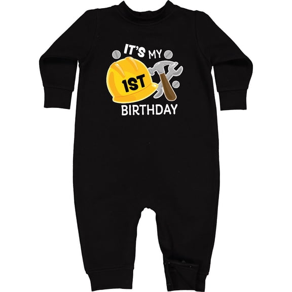 Inktastic Its My 1st Birthday with Construction Tools Baby Fleece Romper