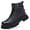 black, variant on Men's Side Zipper Lace Up Ankle Martin Boots, Square Toe Split Leather Thick Platform Combat Boots, Multiple Colors Available