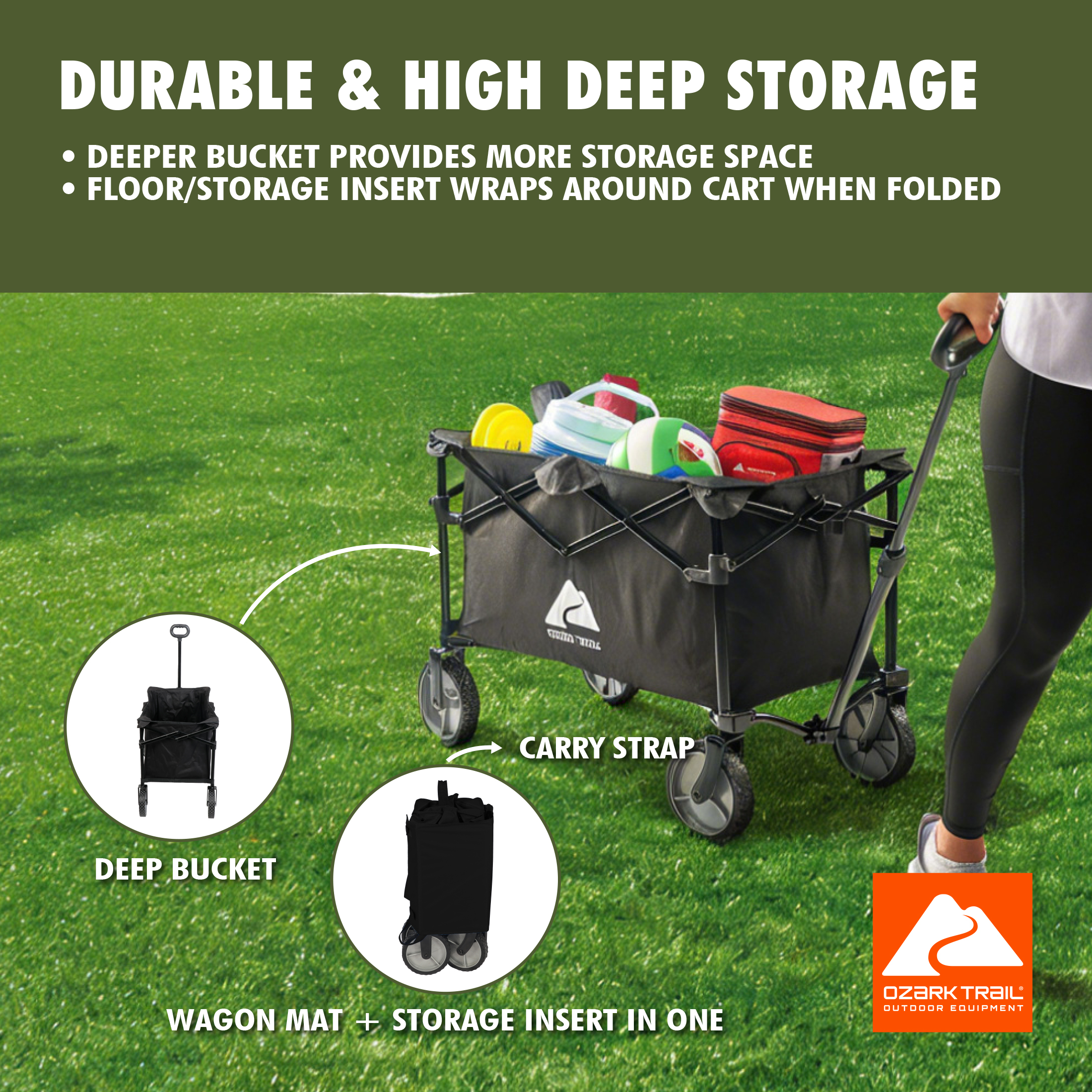 Ozark Trail Multi-Purpose Folding Wagon, Black photo 4
