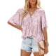 thumbnail image 2 of Sunloudy Blusa informal para mujer, cuello en V, manga acampanada, textura de flores, botones, camisa suelta con volantes para damas Sunloudy  S M L XL XXL, 2 of 6