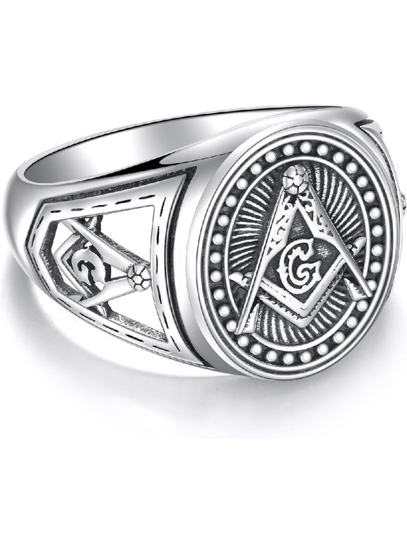 Masonic Ring 925 Sterling Silver Freemasonry Rings Mason Symbols Jewelry For Men #8