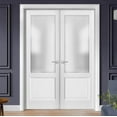 thumbnail image 5 of French Double Panel Lite Doors 72 x 84 with Hardware | Lucia 22 Matte White with Frosted Opaque Glass, 5 of 7
