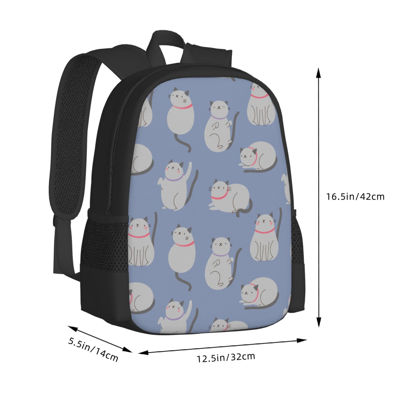 Ratiio Cute Fat Cat Backpack for Men and Women - Durable 600D Oxford Cloth -Large Capacity, Water-Resistant School, Travel, and Hiking Bag