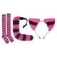 thumbnail image 2 of Conjunto de disfraz de gato, calcetines de gatito, diadema, pinza para el pelo de animal, disfraz de cosplay, orejas y cola Fucsia, 2 of 9