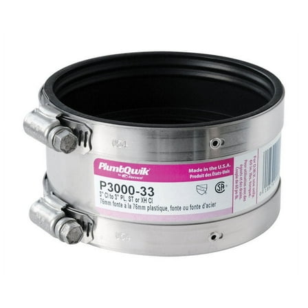 Fernco Schedule 40 3 in. Hub x 3 in. Dia. Neoprene Rubber Shielded Coupling