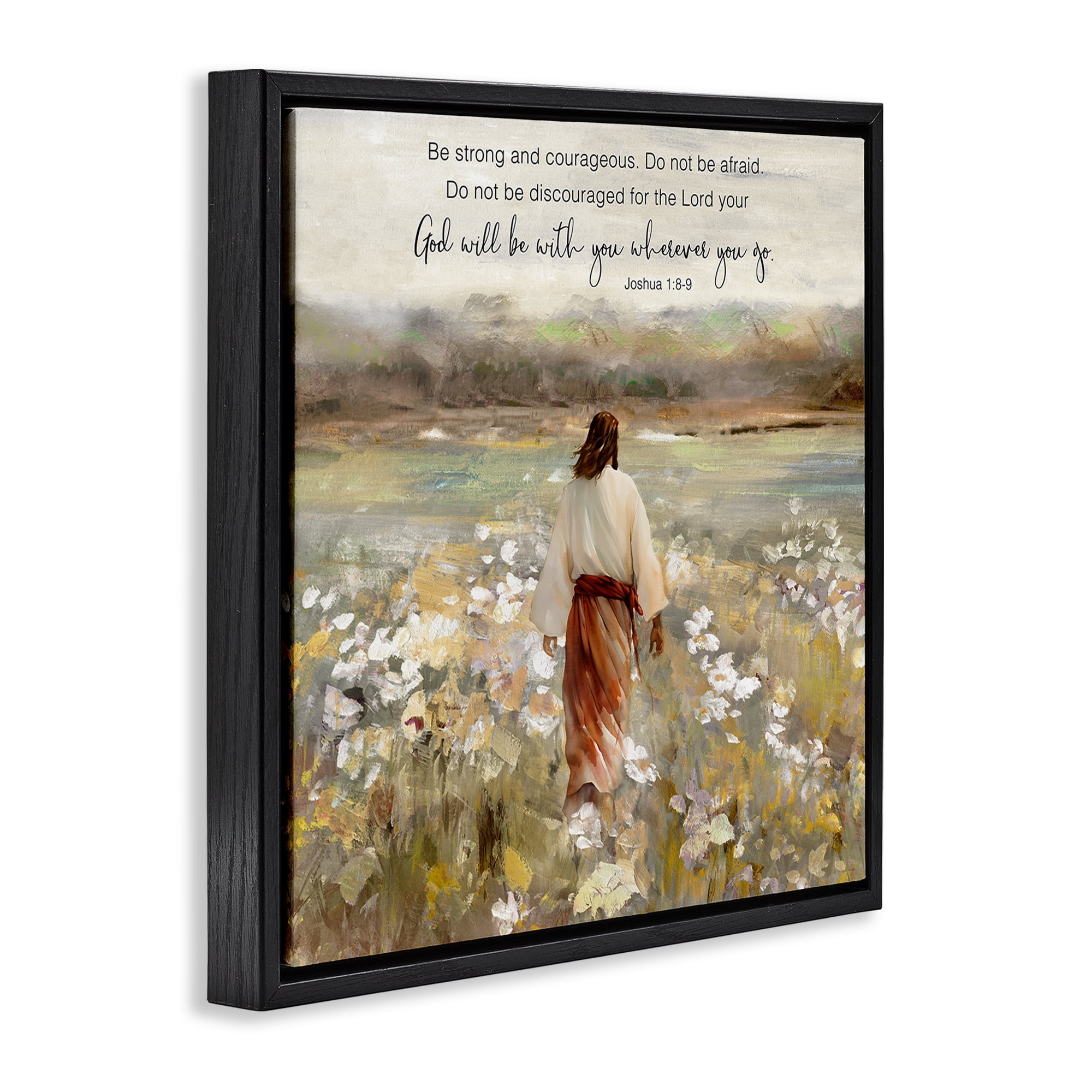 Stupell Industries God With You Wherever Black Framed Floater Canvas Wall Art, design by Sally Swatland
