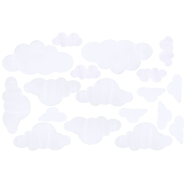 IFANLANDOR 31Pc White Vinyl Cloud Wall Art Stickers Easy Apply Remove Reposition Wall Decals
