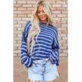 thumbnail image 6 of Plusashion Elevate Your Style with Sky Blue Stripe Drop Shoulder Knit Sweater - Comfort & Chic!, 6 of 8