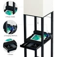 thumbnail image 3 of Floor Lamp with Shelves,Modern Dimmable Solid Wood Standing Lamp with 1 Drawer and 2 USB Ports & 2 Power Outlet,Corner Tall Bookshelf Lamp for Living Room and Bedroom(Black), 3 of 14