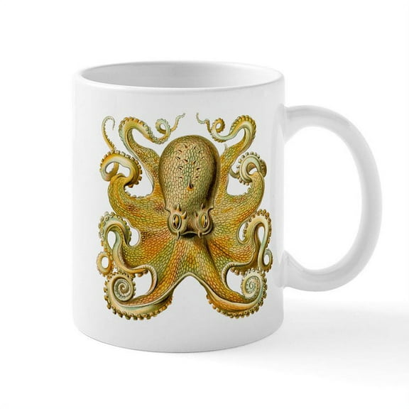 CafePress - Vintage Octopus Cephalopod Scientific Drawing Mug - 11 oz Ceramic Mug - Novelty Coffee Tea Cup