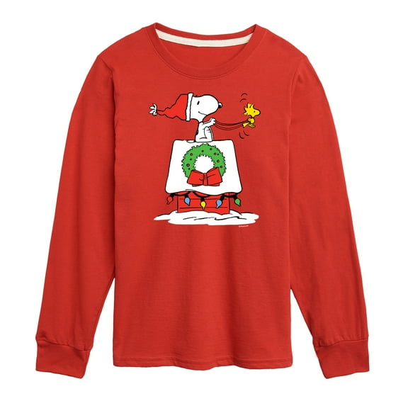 Peanuts - Snoopy & Woodstock House Sleigh - Toddler And Youth Long Sleeve Graphic T-Shirt