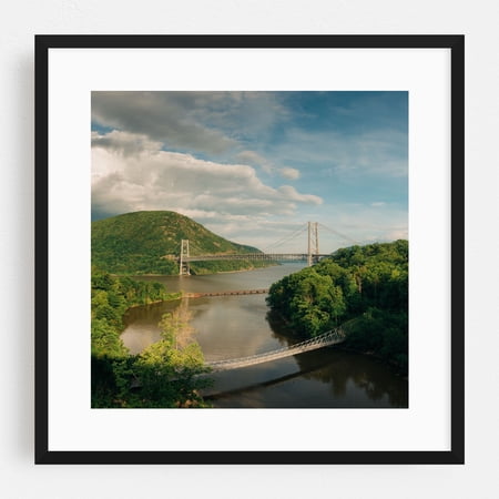 Bear Mountain Bridge 02 - New York Photography Black Framed Wall Art Print 12 x 12 inches