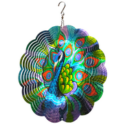 FONMY Stainless Steel 3D 12inch Hanging Metal Peacock Wind Spinners
