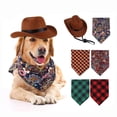 thumbnail image 1 of Conjunto de sombrero para mascotas, toalla triangular vintage, accesorios para mascotas, sombrero de vaquero occidental para perros y gatos, 1 of 5