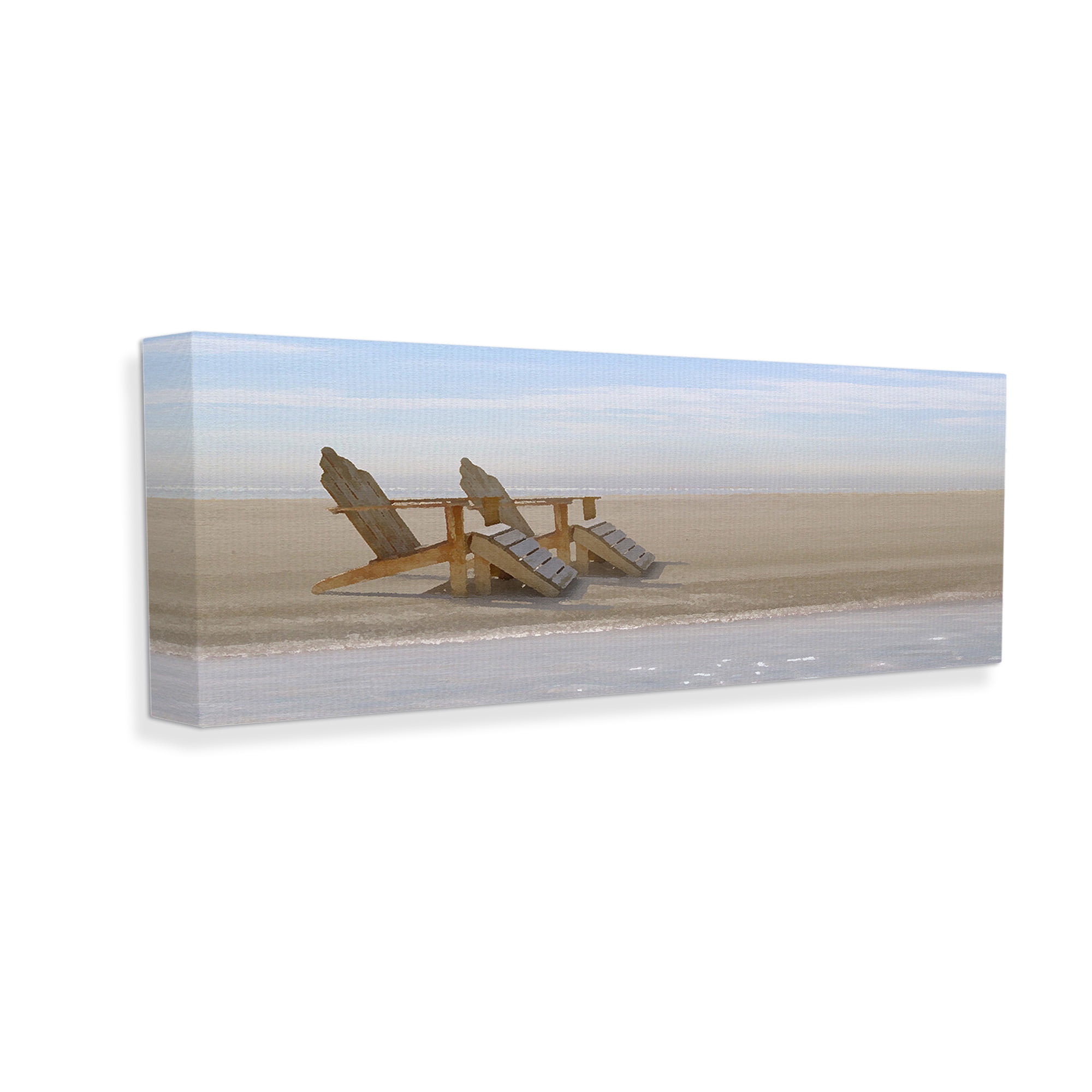 Stupell Industries Beach Chairs by Shore Landscape Photography Gallery Wrapped Canvas Art Print Wall Art, 40 x 17