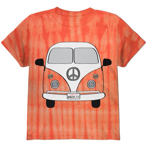 Halloween Travel Bus Costume Camper Wanderlust Youth T Shirt Bamboo Orange Tie Dye YMD
