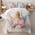 thumbnail image 2 of Castle Fairy Floral Perfume Print Twin Quilt Set,Vintage Watercolor Flowers Pattern Twin Coverlet Set,Pink Purple, 2 of 7
