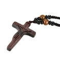thumbnail image 2 of VNOX Handmade Wooden Crucifix Cross Necklace with Jesus - Natural Ebony Wood Braided Cord Cross Necklace for Men Women Religious Jewelry,Catholic Gift for Baptism Confirmation Easter, 2 of 8