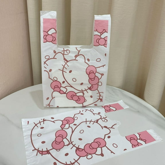 YOSENING 100-Pack Kawaii Hello Kitty Cartoon Cat Trash Bags - Plastic Drawstring Bins for Home & Office QQH624-555
