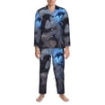thumbnail image 3 of Balery Black And Blue Lightning Dragon Pijama para Hombre de Dos Piezas con Manga Larga, Conjunto de Dormir y Descanso Suave con Bolsillos-X-Large, 3 of 7