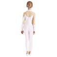thumbnail image 2 of Miutii Kids Girls Shiny Long Sleeve Catsuit Full Body Gymnastics Leotard Ballet Dance Bodysuit Jumpsuit Performance Wear White 16, 2 of 5
