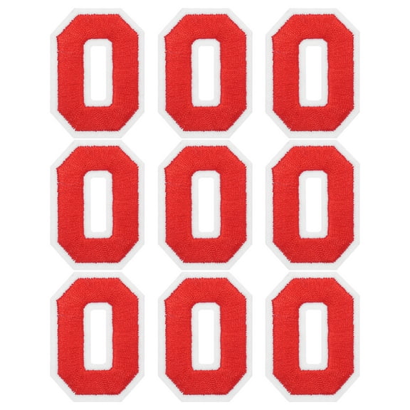 Uxcell Iron on Number Patches 2" Number 0 Embroidered Patch (Red, Pack of 9)