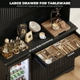 thumbnail image 3 of BROTTAR 69" Fluted Wine Bar Cabinet with Fridge (Included), Modern Coffee Bar Cabinet with Storage Hutch, Tall Mini Fridge Cabinet with Drawers, Kitchen Pantry for Living Room, Dining Room, Black, 3 of 8