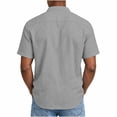thumbnail image 6 of YODETEY Men’s Linen Crew Neck Button Down Short Sleeve Shirts with Double Pocket,Big and Tall Dark Gray,Size S-5XL, 6 of 6