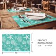 thumbnail image 3 of Placemats Set of 4, Teal Coastal Woven Placemat, Linen Place Mats for Kitchen/Dining Tables, Nautical Beach Starfish Coral Summer Washable Table Mats for Party, 3 of 8