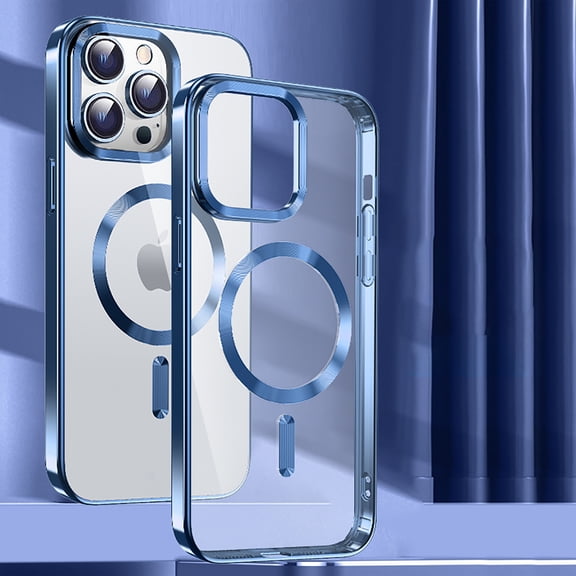 Designed for iPhone 14 Pro Max Case,Compatible with MagSafe,Thin Slim Transparent Non Yellowing, Hybrid Soft Silicone Bumper & Hard Plastic Protective Cover for Women Men Girls, Navyblue