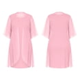 thumbnail image 4 of Erwazi Summer Dresses for Women Pleated Solid Plus Size Crew Neck 3/4 Sleeve Knee Length Dress Shiny Trendy Style Daily Dresses, 4 of 7