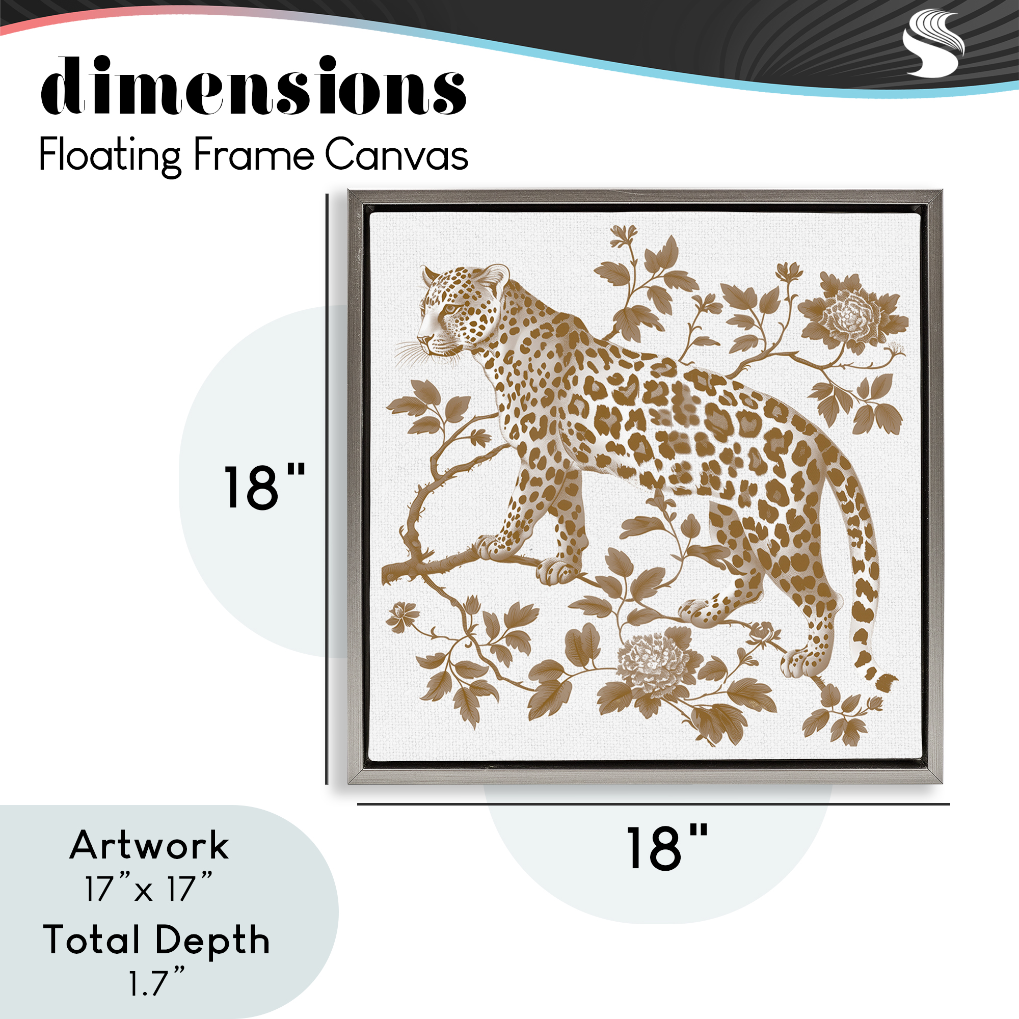 Earthy Details Vintage Leopard Gray Framed Floater Canvas Wall Art, design by Lettered and Lined