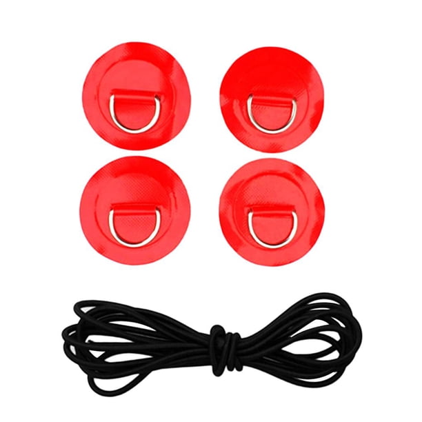 4 piezas de acero inoxidable D Pad PVC Patch Boot Deck Black ElasticBungee Rope rojo Sharpla Kit de aparejo de cubierta