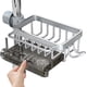 thumbnail image 1 of Estante de almacenamiento para grifo de fregadero de cocina, organizador de grifo sin perforaciones, soporte para esponja de fregadero de aluminio espacial con bandeja de goteo, jabonera de secado, 1 of 1