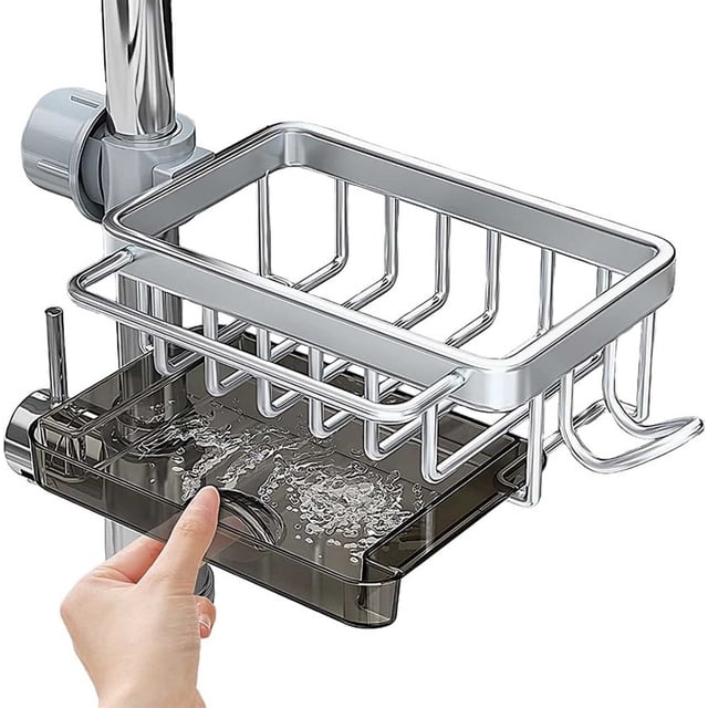 Faucet Storage Rack Cloth Storage No Punching Hollowed Out Sink Storage Rack Wall Mount Wall Shelves
