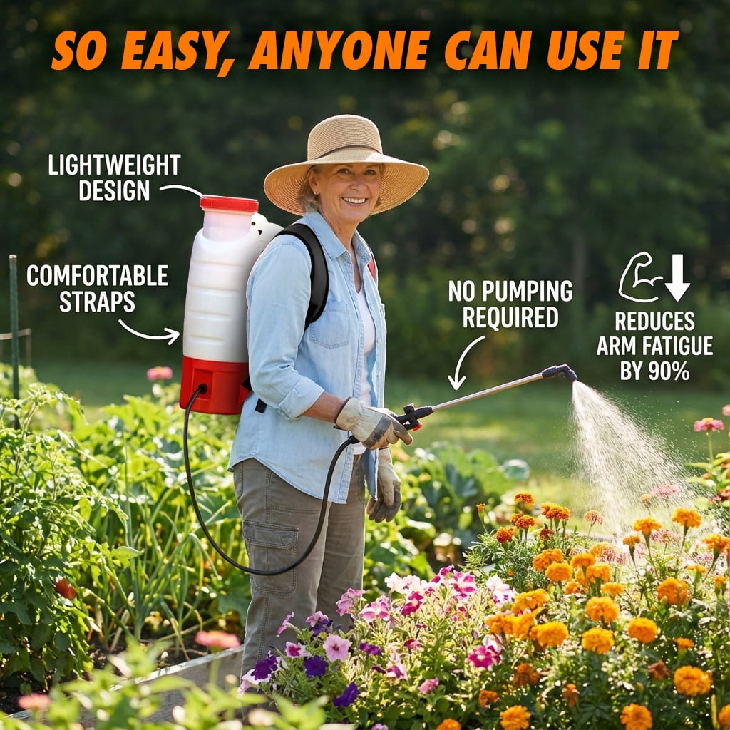 Battery Powered Backpack Sprayer, 4.2-Gallon, 8 Nozzles, 100 PSI, for Lawn & Garden