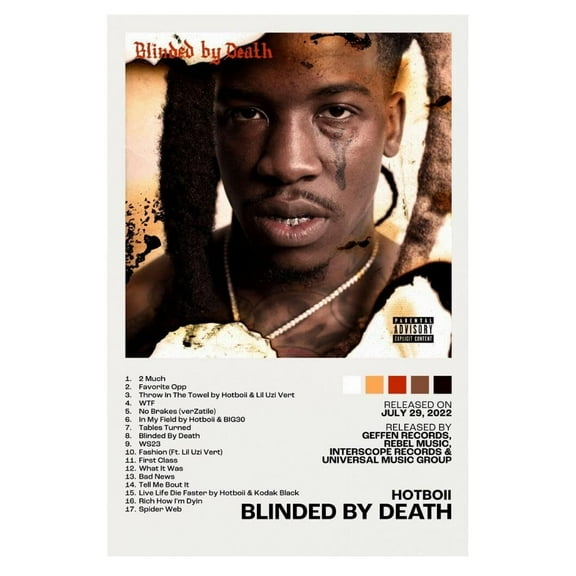Hotboii BLINDED BY DEATH Music Album Cover Music Canvas Poster Rap Home Decor For Living Room Hip-Hop Aesthetic Rapper Album Wall Art Records Poster Wall Decor