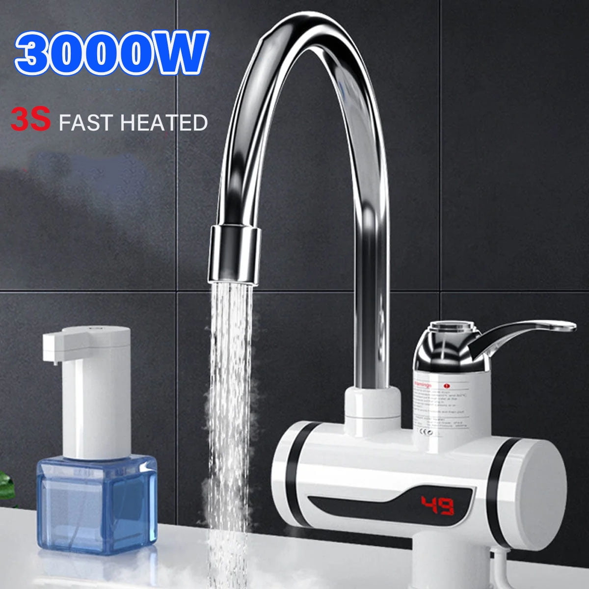 DYUES 3000W Hot Water Heater Faucet Instant Tankless Water Heater,Electric Kitchen Bathroom Fast Heating Tap Water Faucet