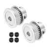 Uxcell 30 Teeth 5mm Bore Timing Pulley, Aluminium Synchronous Wheel Silver for 3D Printer Belt, CNC Machine, Pack of 2