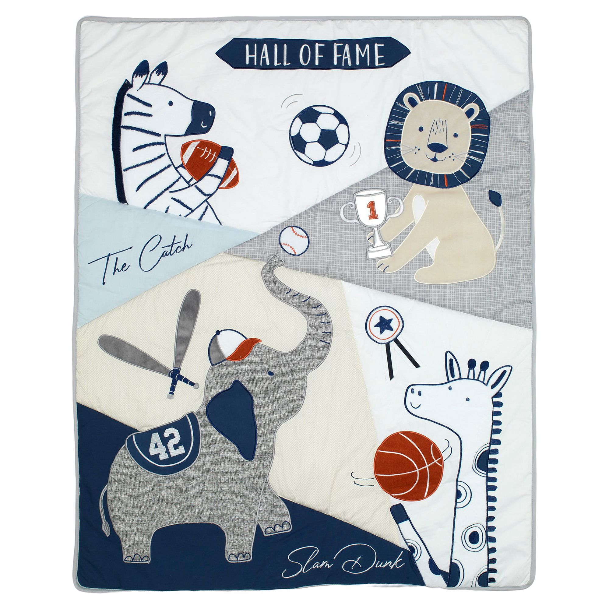 Lambs & Ivy Hall of Fame Sports Animals 5-Piece Crib Bedding Set - Gray/Blue