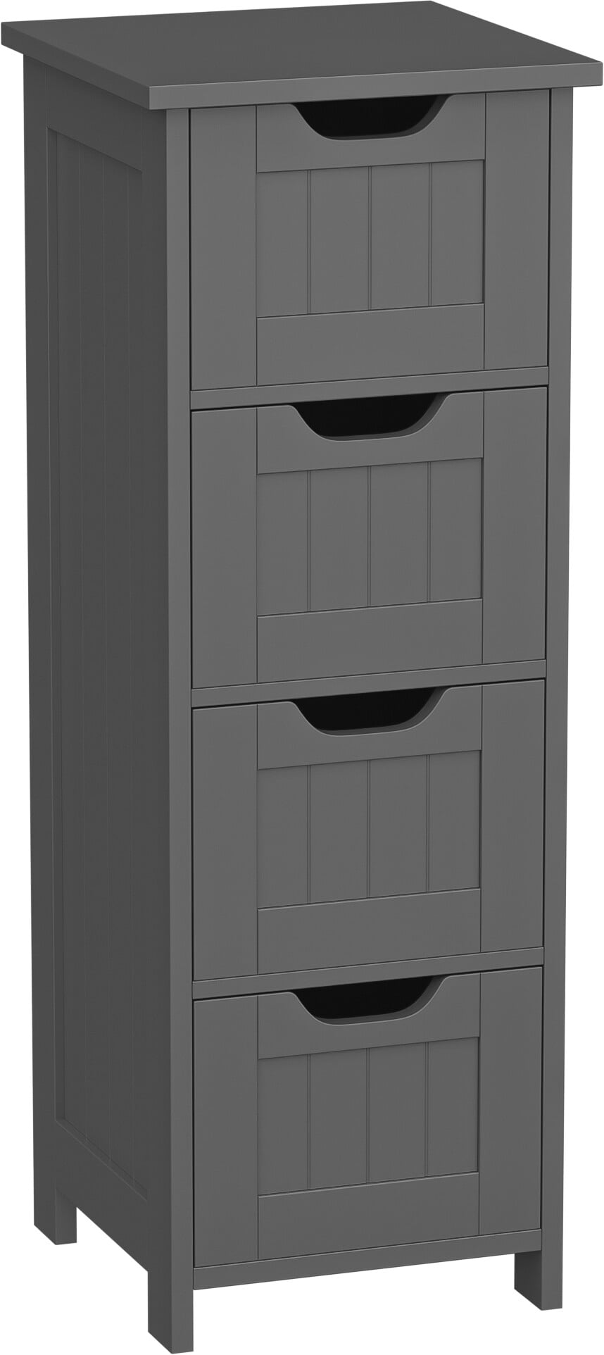 ZENSTYLE Bathroom Floor Cabinet Wood Free Standing Storage Organizer with 4 Drawers Gray