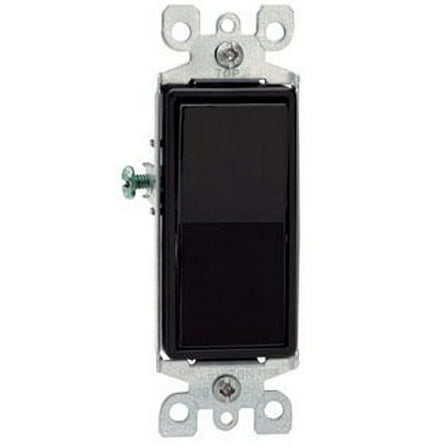 Leviton R45-5603-2E Black Residential Grade Decora 3-Way AC Quiet Switch Rocker